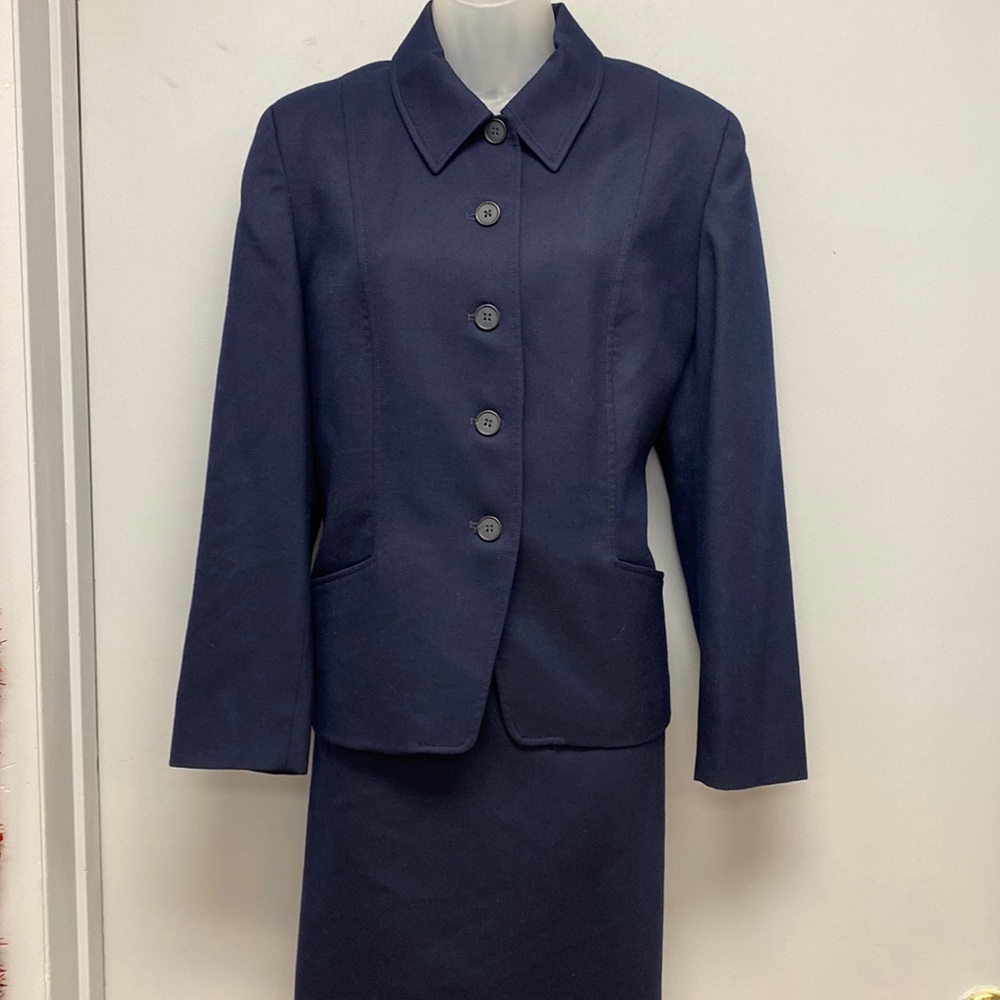 Pendleton Petites Navy Blue Sleeveless Dress and Button Closure Jacket